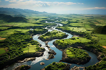 农页农田中的溪流背景