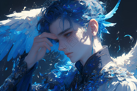 英俊的蓝发天使图片