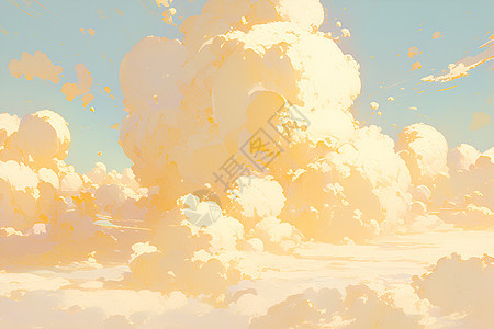 蓝天里的金色云海图片