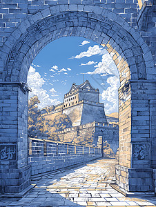长城上的拱门高清图片