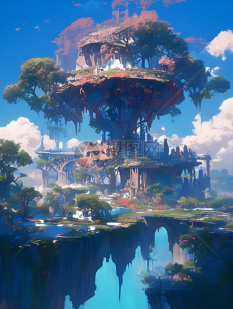 梦幻仙境中的树屋图片
