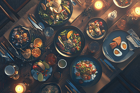 豪华餐宴的食物图片
