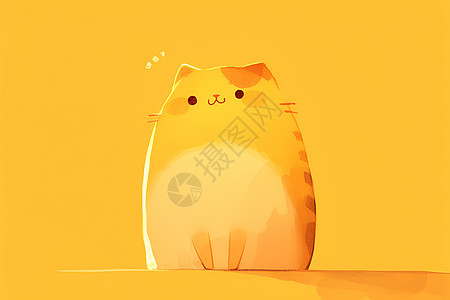 明黄色的猫咪插画背景图片