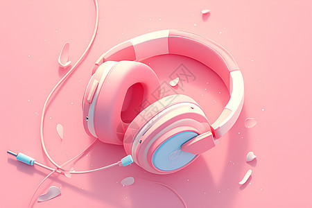 粉色音乐耳机图片