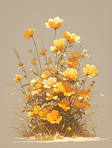 阳光里的黄色花朵图片