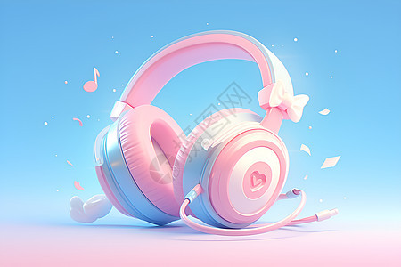 粉色蝴蝶结耳机图片