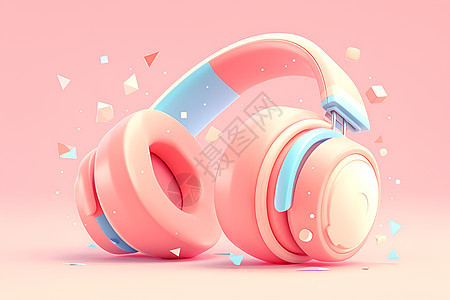 粉蓝双头音乐耳机图片