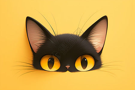 黑色猫咪头像插画