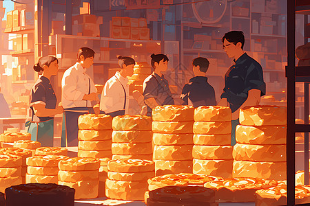 繁忙的面包店图片
