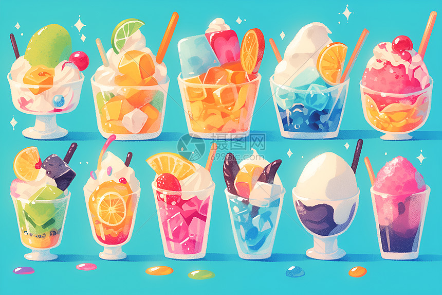 夏日冰淇淋果汁图片