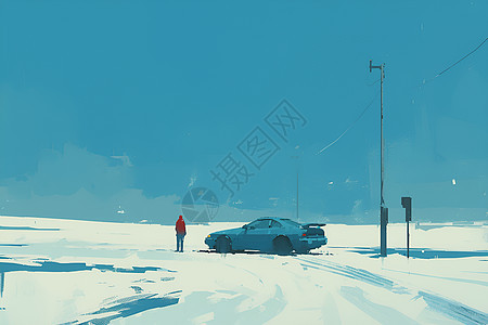雪地里的汽车图片