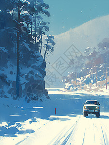 雪地里的汽车图片
