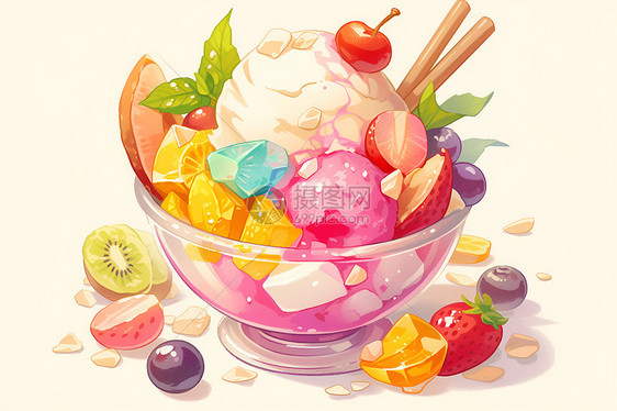 甜蜜的水果冰沙图片