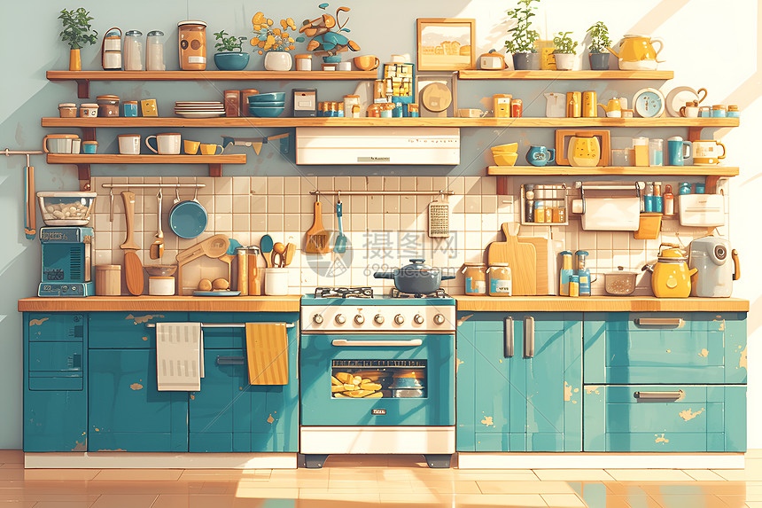 温馨的家庭厨房图片