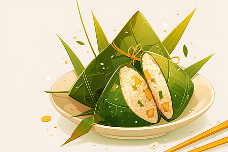 端午节的绿色粽子图片