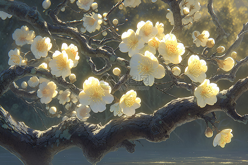 盛开的白梅花图片