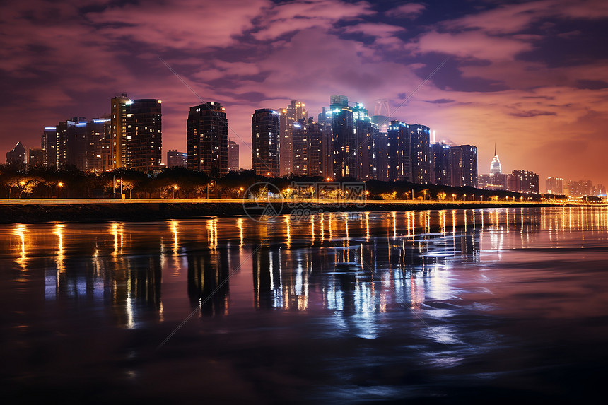 夜幕下的灿烂城市图片