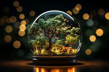 玻璃球内的树图片