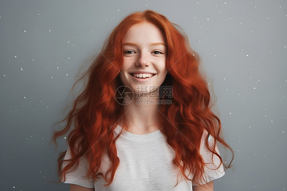 红发少女的自信图片