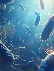 微生物悬浮于空中图片