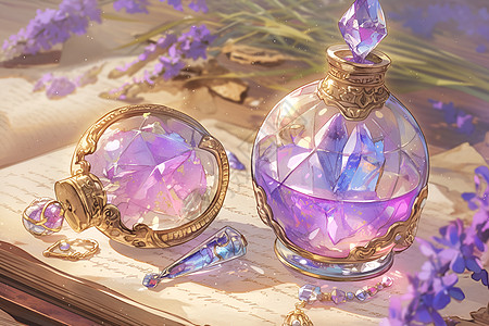 玻璃瓶里的紫晶石图片