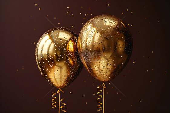 两个金色的充气气球图片