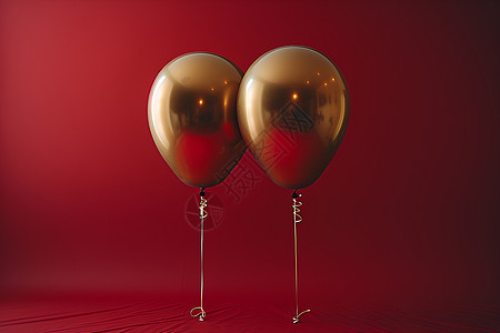 红背景前的金色气球图片