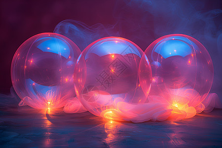 异彩缤纷的发光球体图片