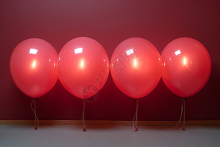 一排红色气球图片