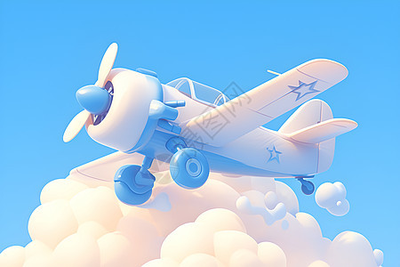 云朵中的小飞机图片
