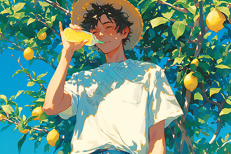 柠檬树下的少年图片