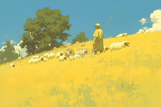 一个农场牧羊人图片