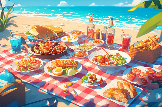 阳光沙滩美食图片