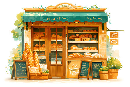 销售牛角面包的摊位图片