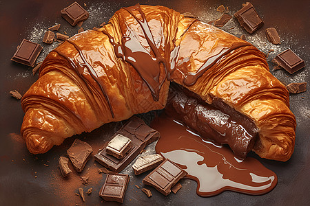 巧克力插画美味的巧克力面包背景