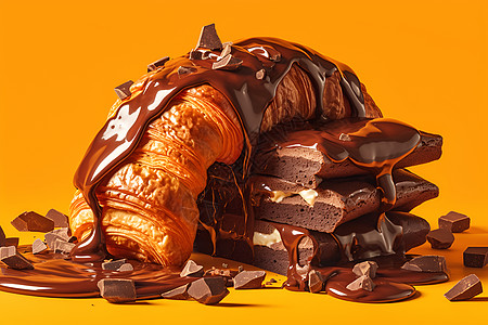 美味插画一个巧克力面包背景