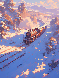 冬日行驶的火车图片