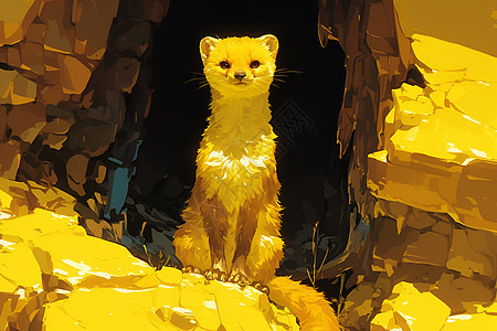 一只黄色猫科动物图片
