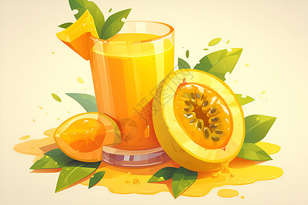 一杯美味的芒果果汁图片