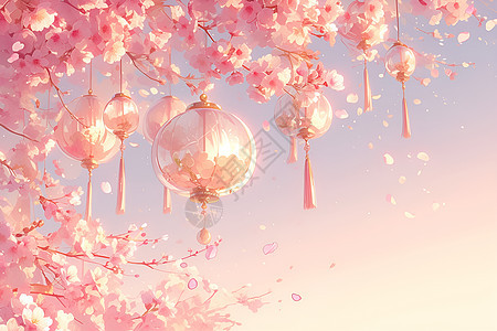 美丽的樱花灯笼图片