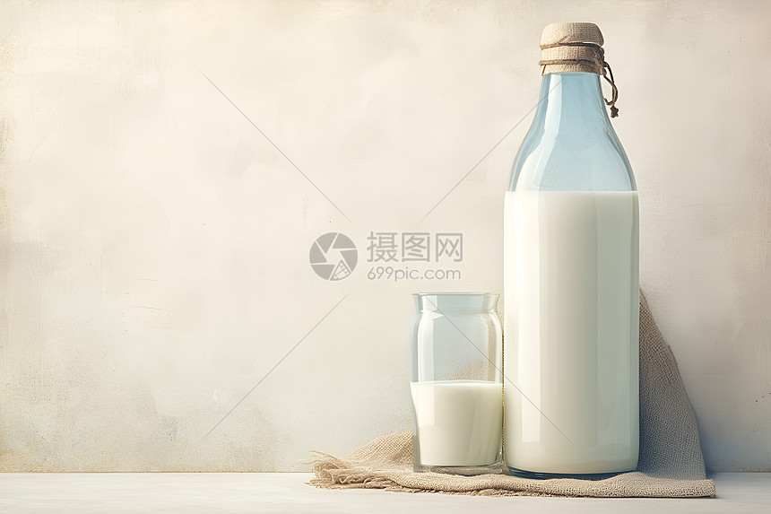 一瓶白色的牛奶图片