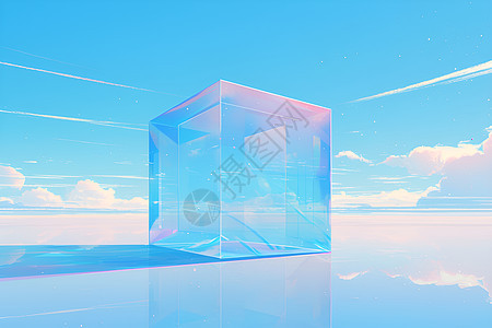 晶莹的玻璃立方体图片