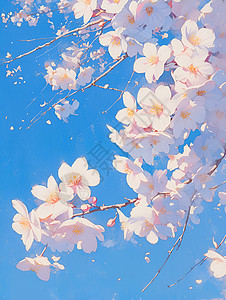 蓝天下的樱花图片