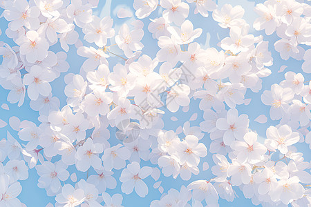 白色花朵绽放的美丽花朵插画