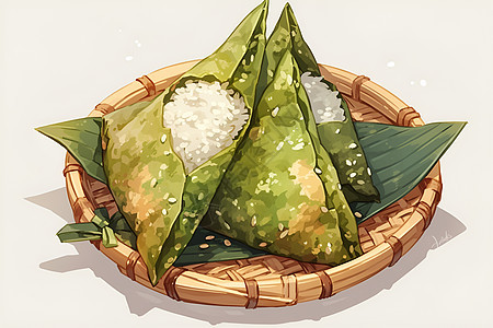竹篓里的粽子图片