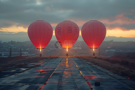 悬浮的美丽热气球图片