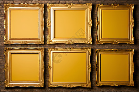 六幅金色框架图片