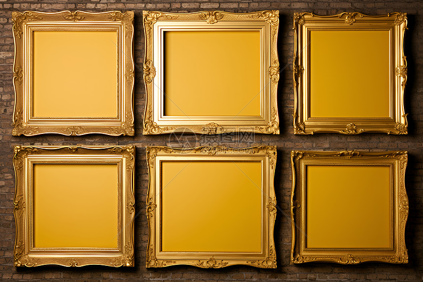 六幅金色框架图片