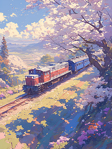 春日列车穿越花海图片