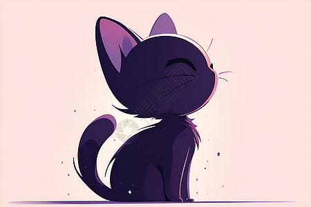 一只优雅的黑色猫咪图片